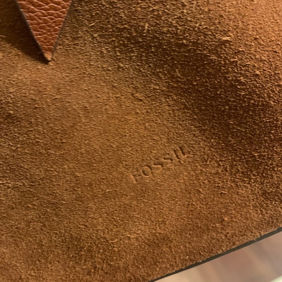 Fossil Cow Suede Rayna Large Boho Western Brown Leather Tote Purse Bag Fringe - Picture 2 of 15